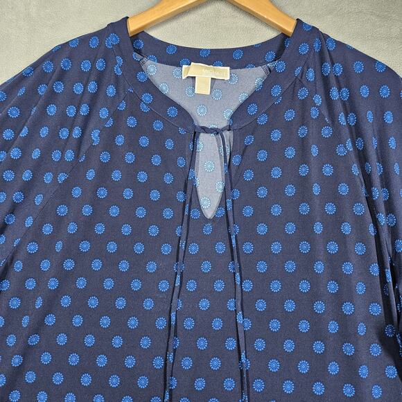 Michael Michael Kors Blouse Womens 2X Blue Office Career Church Keyhole Plus - Picture 2 of 9
